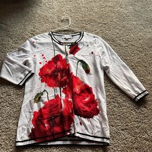 Passioni Floral Cardigan with Matching too and Black Trim